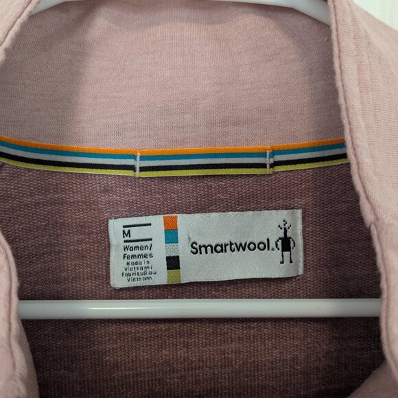Smartwool Active Reset Pullover 1/2 Zip Womens Medium Woodrose Pink Long Sleeve - Picture 6 of 9